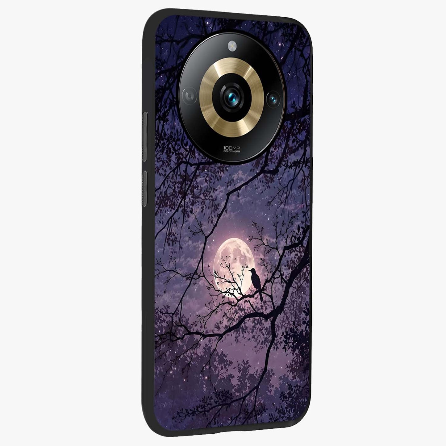 Whispering Moon Silence Glass Case upright view showcasing peaceful moon artwork with tranquil celestial theme.