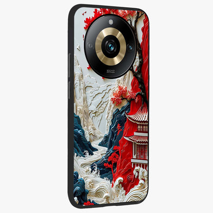 Whispers Of Sakura Waves Glass Case upright view showcasing delicate cherry blossom artwork with elegant nature theme.
