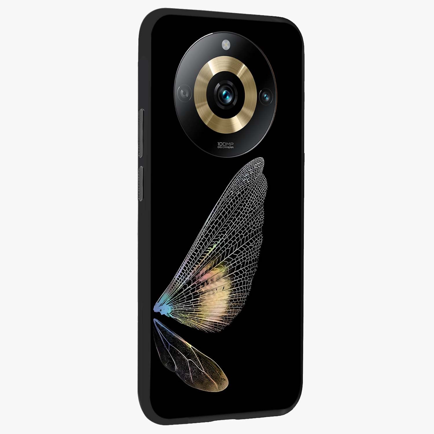 Whispers Of Wings Glass Case upright view showcasing elegant wing artwork with light airy theme.
