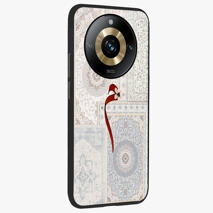 White Aesthetic Bow Glass Case upright view showcasing delicate ribbon bow artwork with cute minimalist theme.