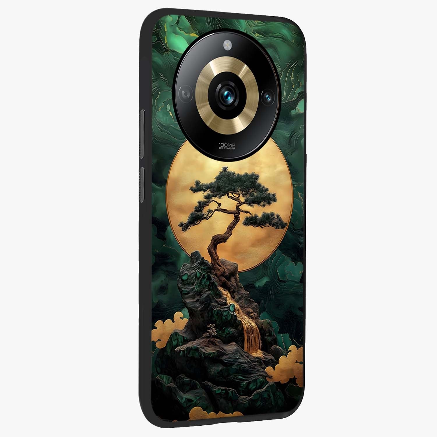 Zen Moon Rise Glass Case upright view showcasing serene moon artwork with tranquil night theme.