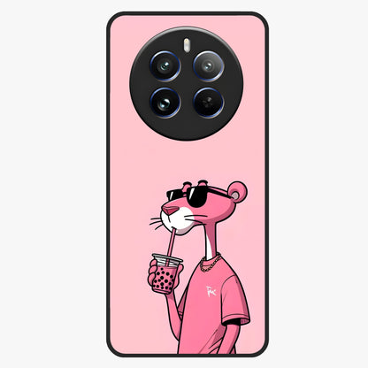 Pink Panther Glass Case showing flat back view with iconic pink panther artwork and glossy glass finish.