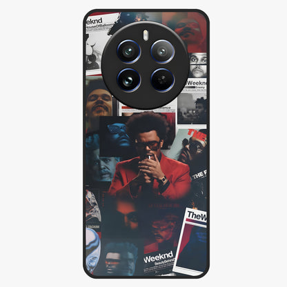 The Weeknd Glass Case showing flat back view with music inspired artistic portrait artwork and glossy glass finish.
