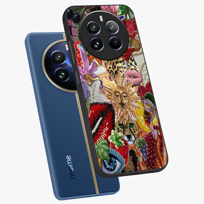 Beaded Fashion Jungle Glass Case displayed in angled mockup highlighting colorful fashion bead design and artistic pattern.