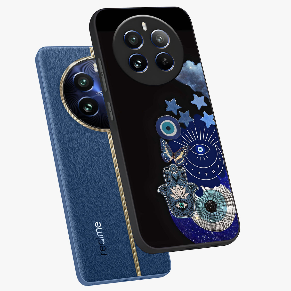 Galactic Charm Cluster Glass Case displayed in angled mockup highlighting luminous galaxy inspired design with dreamy aesthetic.