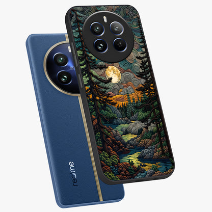 Moonlight Forest Dream Glass Case displayed in angled mockup highlighting dreamy forest design with glowing moon aesthetic.