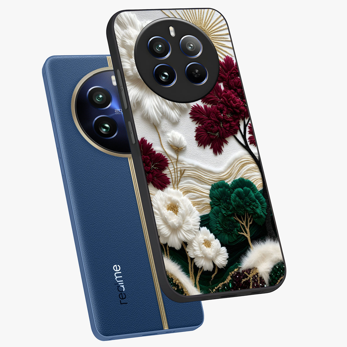 Radiant Bloom Elegance Glass Case displayed in angled mockup highlighting graceful floral design with radiant aesthetic style.