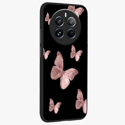 Butterfly Pattern Glass Case upright view showcasing graceful butterfly artwork with soft decorative theme.