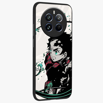 Demon Slayer Glass Case upright view showcasing powerful anime artwork with intense warrior theme.