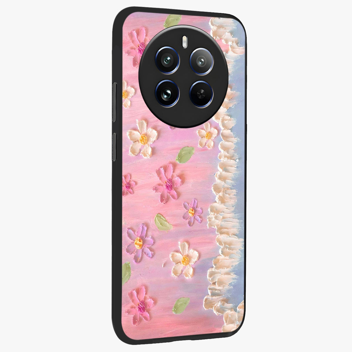 Dreamy Painted Garden Glass Case upright view showcasing vibrant floral garden artwork with artistic nature theme.