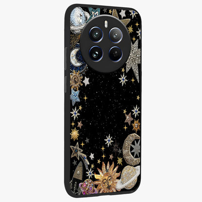 Galactic Jewel Stars Glass Case upright view showcasing glittering star jewel artwork with vibrant galaxy theme.