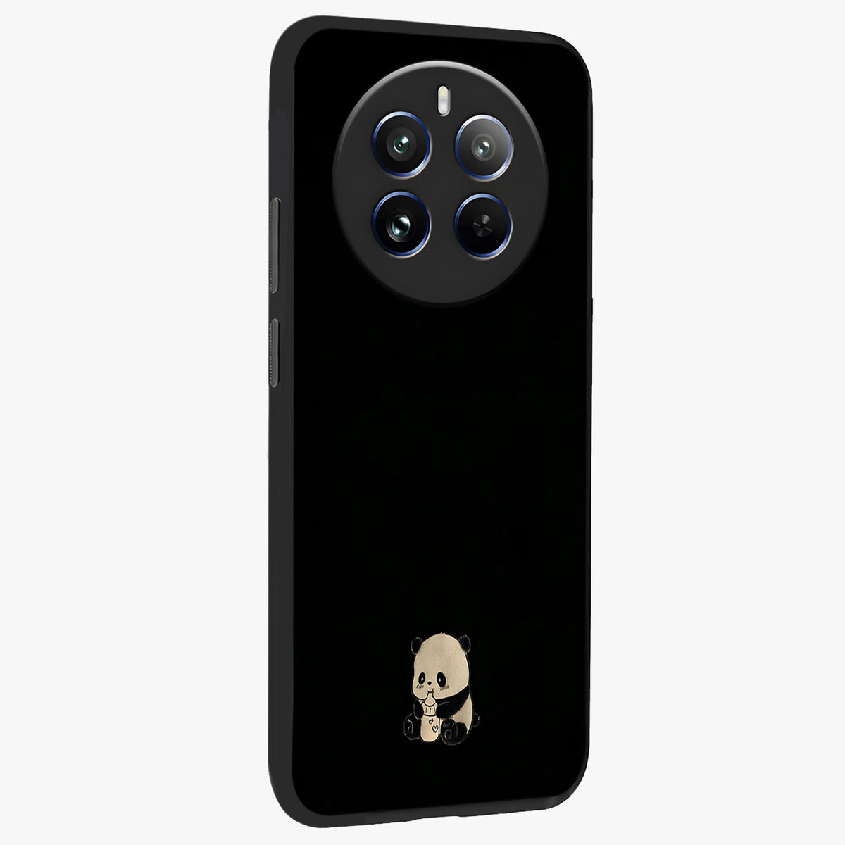 Midnight Panda Love Glass Case upright view showcasing charming panda artwork with playful romantic theme.