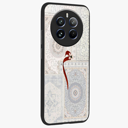 White Aesthetic Bow Glass Case upright view showcasing delicate ribbon bow artwork with cute minimalist theme.