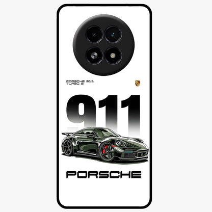911 Turbo Dominance Glass Case showing clean flat back view with bold 911 sports car artwork and glossy glass finish.