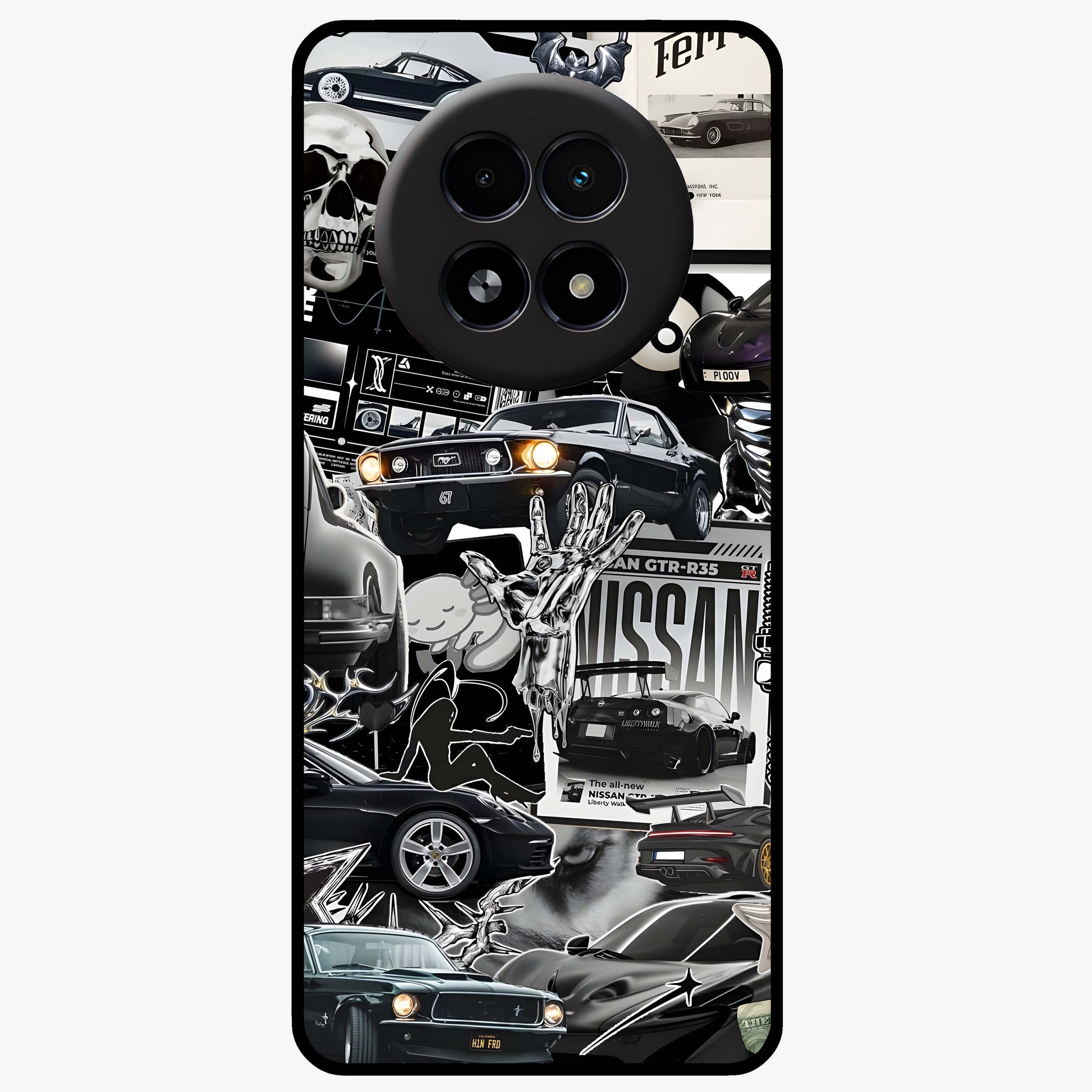 Aesthetic Dark Love Glass Case showing flat back view with dark romantic artwork and glossy glass finish.