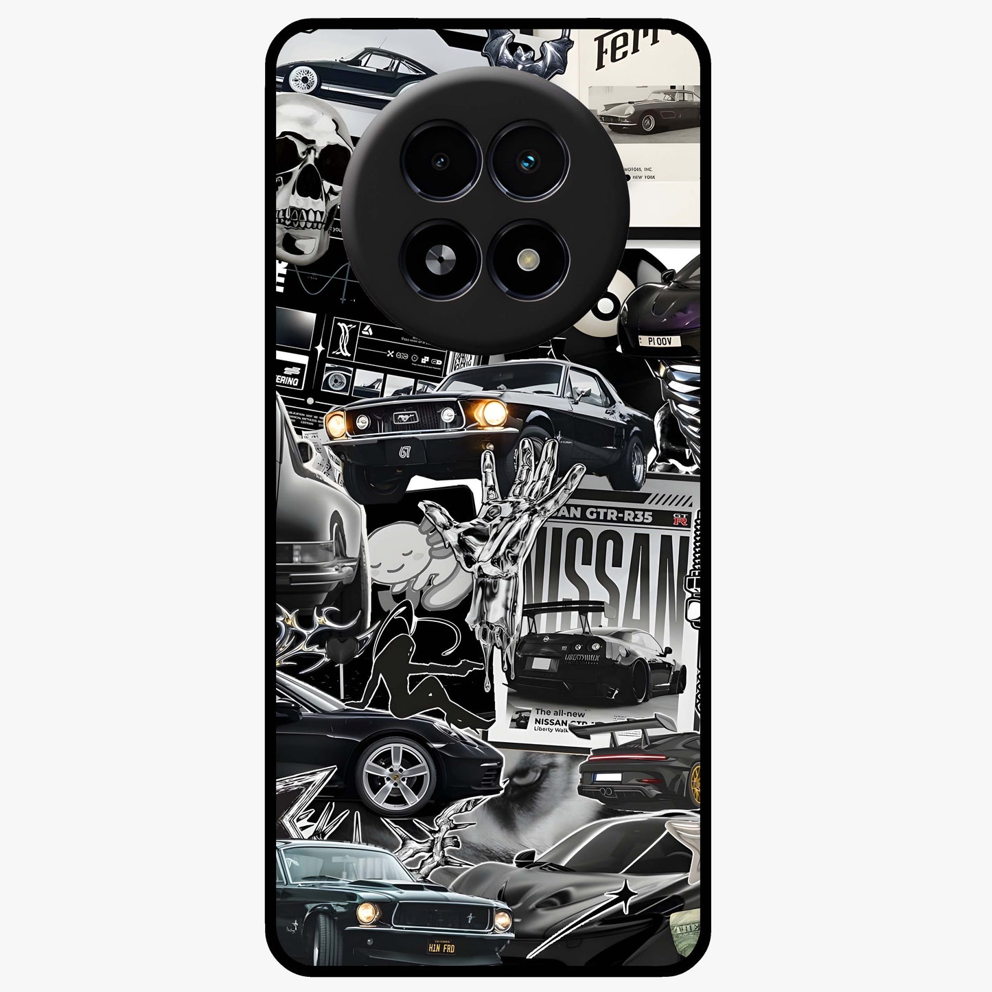 Aesthetic Dark Love Glass Case showing flat back view with dark romantic artwork and glossy glass finish.