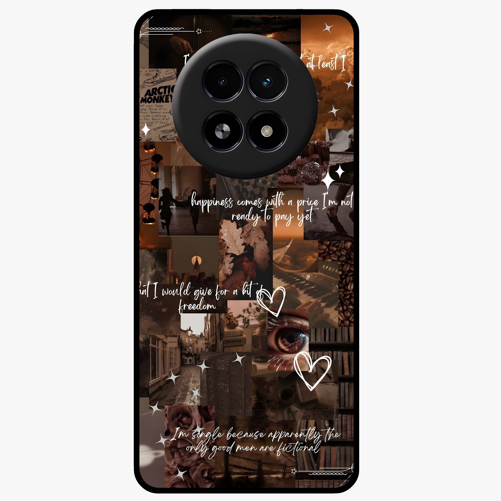 Bittersweet Aesthetic Chaos Glass Case showing flat back view with artistic chaotic aesthetic design and glossy glass finish.