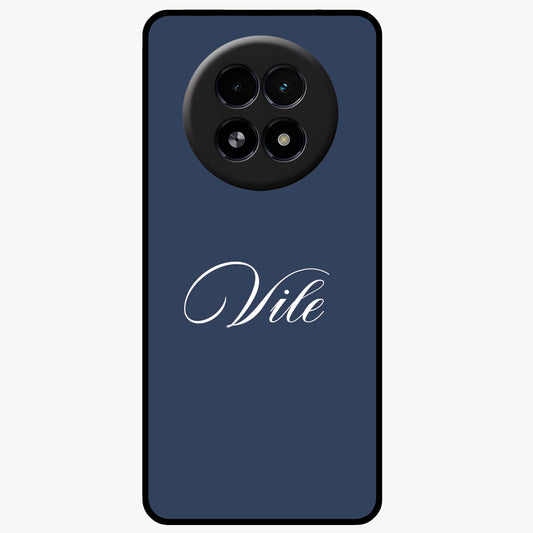 Blue Background Personalized Custom Name Glass Case showing flat back view with minimal blue background and custom name design.