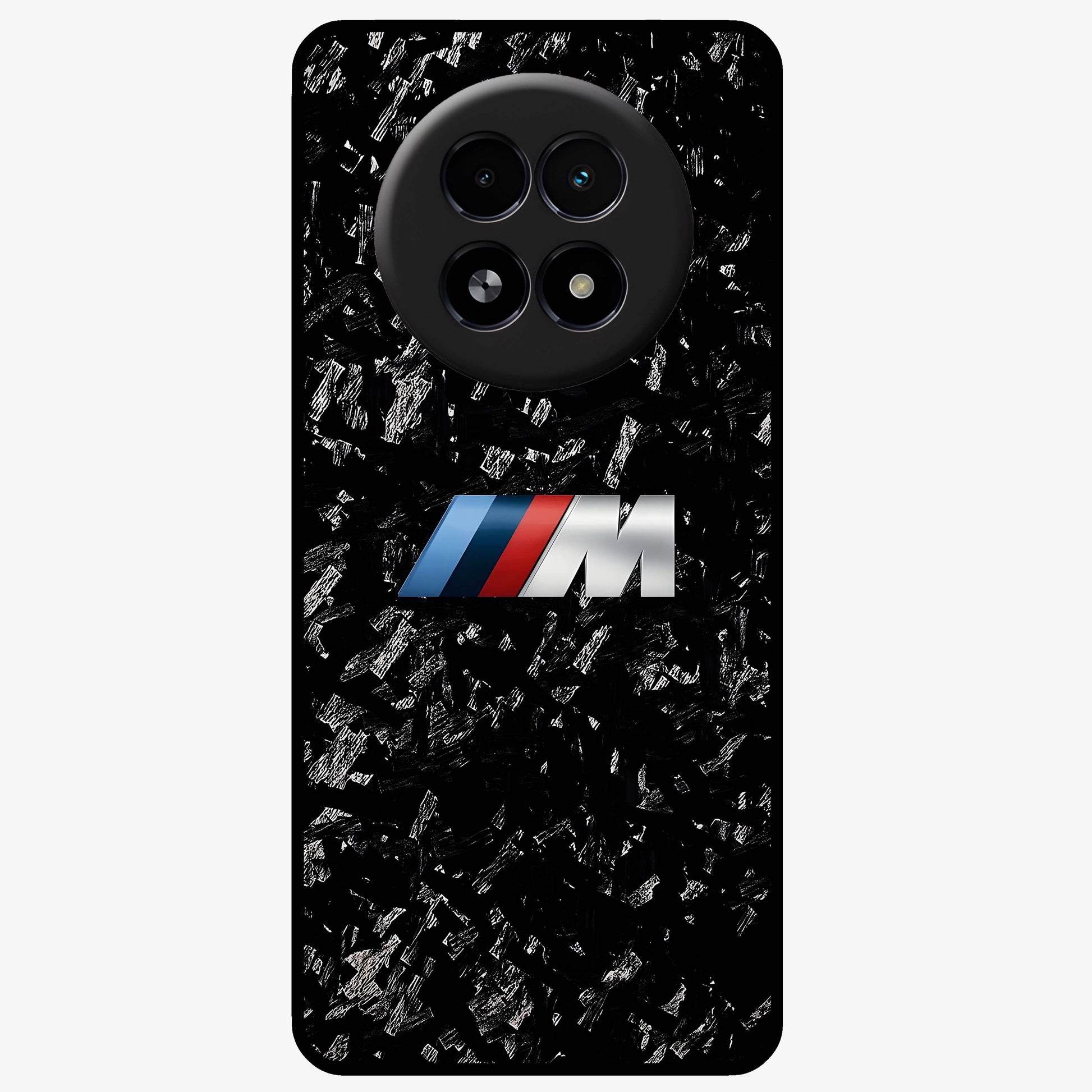 Carbon Speed Mark Glass Case showing flat back view with sporty carbon pattern artwork and glossy glass finish.