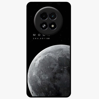 Cosmic Moon Glow Glass Case showing flat back view with glowing moon artwork and glossy glass finish.