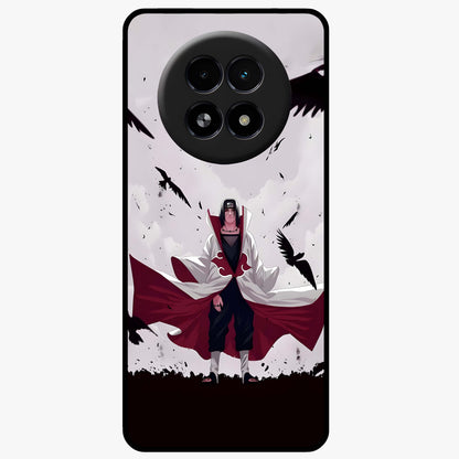Crimson Crow Ascension Glass Case showing flat back view with mystical crow artwork and glossy glass finish.