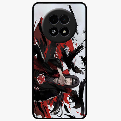 Crimson Crow Illusion Glass Case showing flat back view with artistic crow illusion artwork and glossy glass finish.