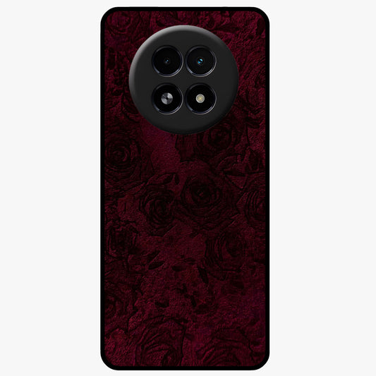 Crimson Fade Flow Glass Case showing flat back view with flowing crimson gradient artwork and glossy glass finish.