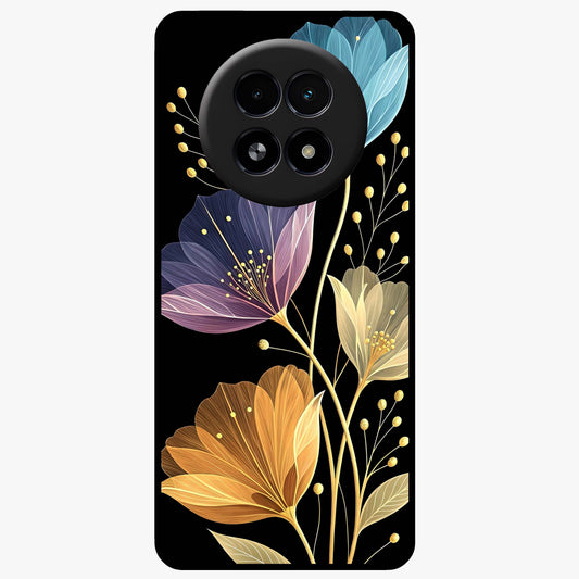 Delicate Multicolor Flowers Glass Case showing flat back view with vibrant floral artwork and glossy glass finish.
