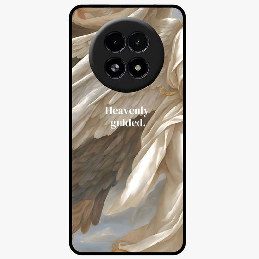 Divine Winged Grace Glass Case showing flat back view with elegant wing inspired artwork and glossy glass finish.