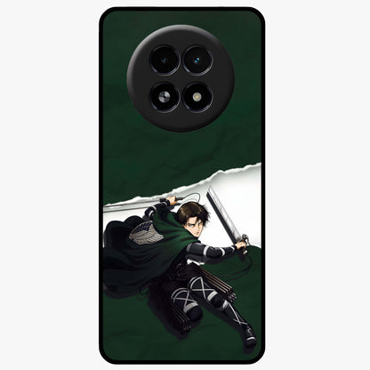 Emerald War Vanguard Glass Case showing flat back view with powerful warrior themed artwork and glossy glass finish.