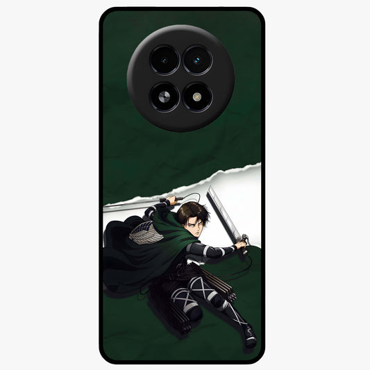 Emerald War Vanguard Glass Case showing flat back view with powerful warrior themed artwork and glossy glass finish.