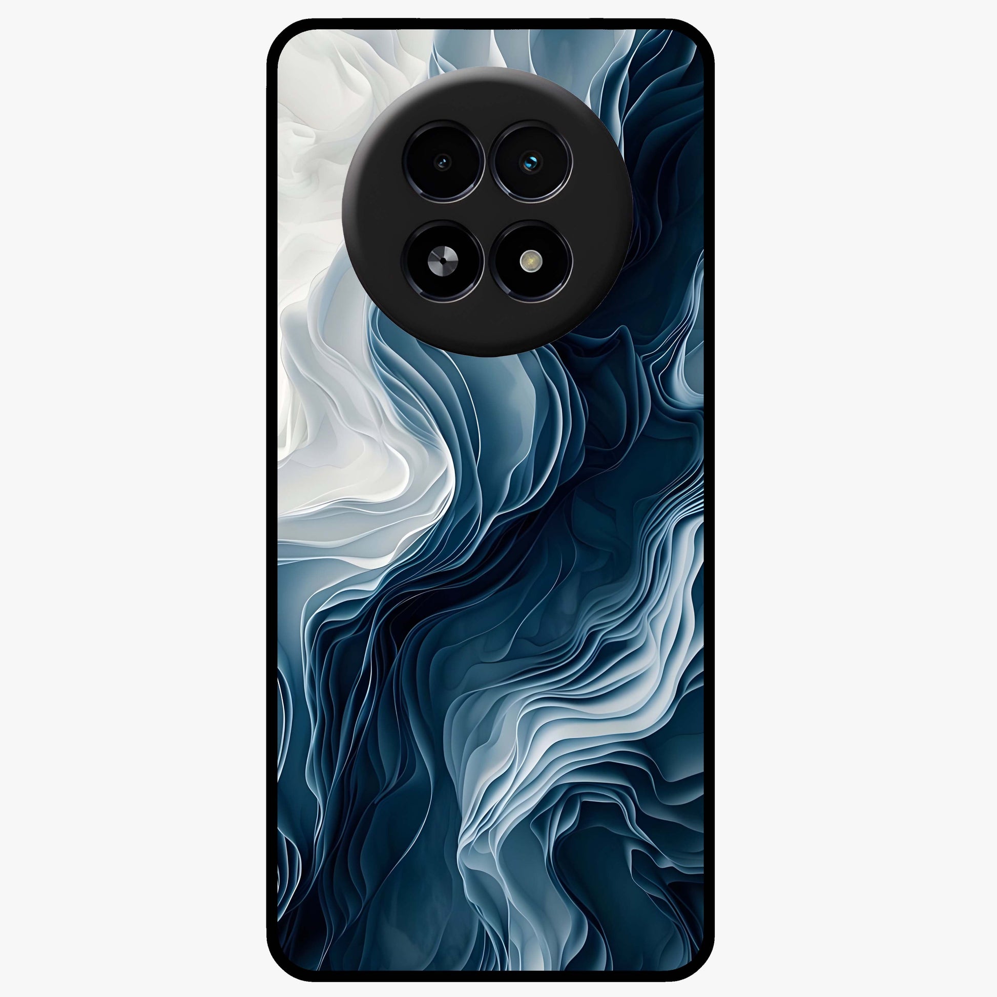 Ethereal Paper Marble Glass Case showing flat back view with soft marble paper texture artwork and glossy glass finish.