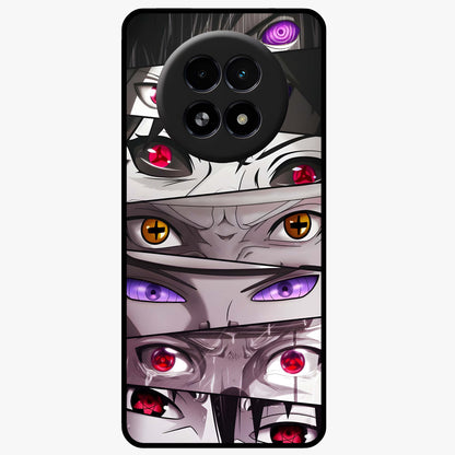 Eyes of Destiny Glass Case showing flat back view with striking eye themed artwork and glossy glass finish.