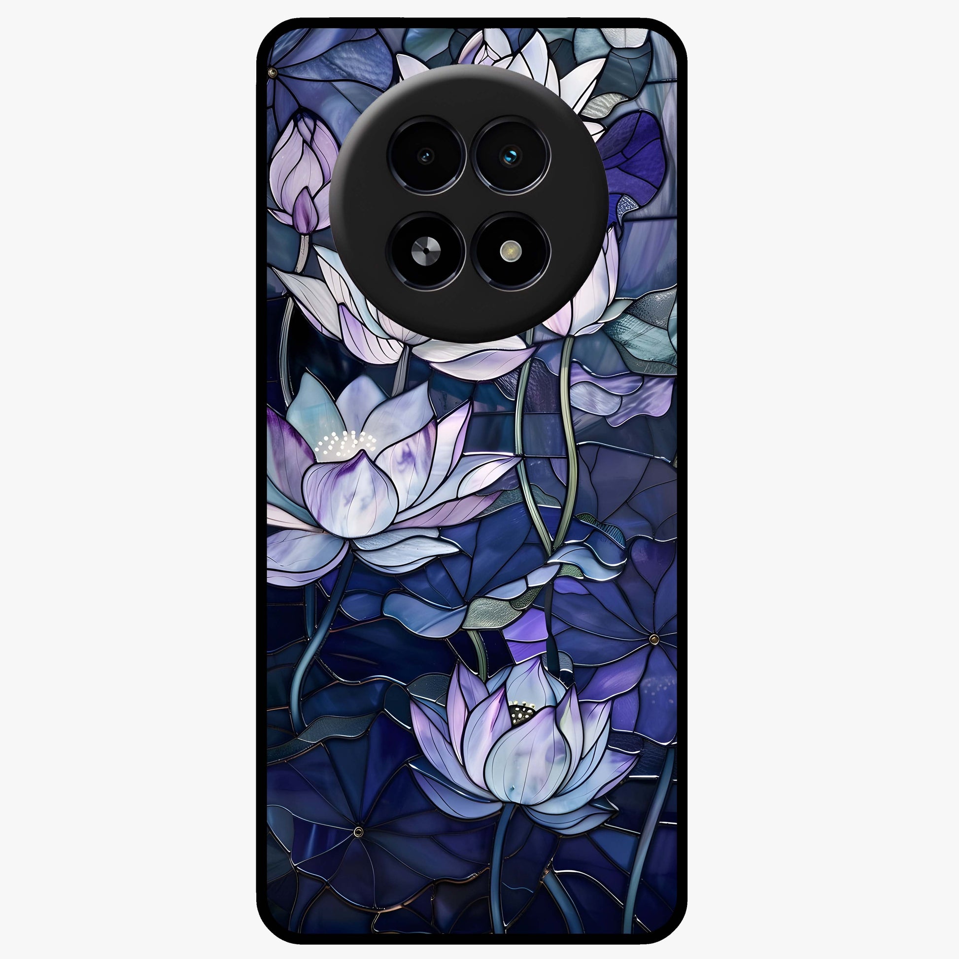 Gloss Petal Rush Glass Case showing flat back view with glossy flower petal artwork and smooth glass finish.