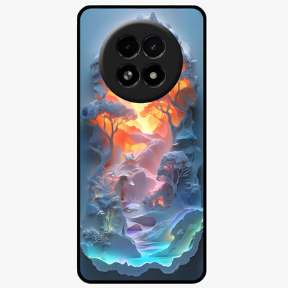 Glow Forest Portal Glass Case showing flat back view with glowing forest portal artwork and glossy glass finish.