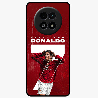 Goal Celebration Legacy Glass Case showing flat back view with football celebration inspired artwork and glossy glass finish.
