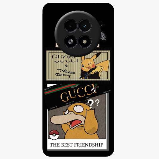 Gucci Play Mashup Glass Case showing flat back view with luxury inspired graphic artwork and glossy glass finish.