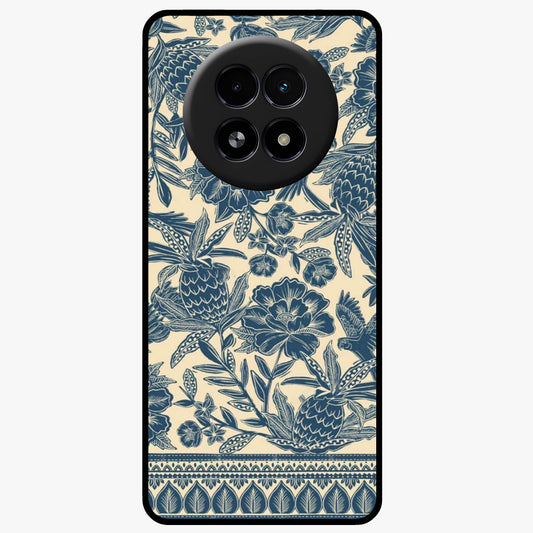 Heirloom Wild Bloom Glass Case showing flat back view with vintage inspired wild flower artwork and glossy glass finish.
