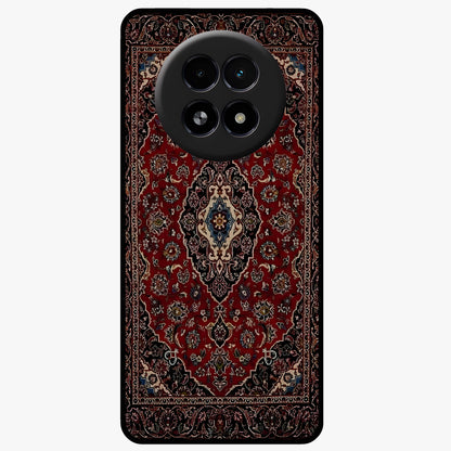 Heritage Carpet Royale Glass Case showing flat back view with ornate Persian carpet inspired pattern and glossy glass finish.