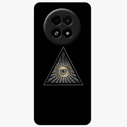 Illuminati Evil Glass Case showing flat back view with mysterious illuminati symbol artwork and glossy glass finish.
