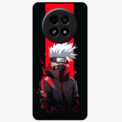 Kakashi Scarlet Shadow Glass Case showing flat back view with powerful anime ninja artwork and glossy glass finish.