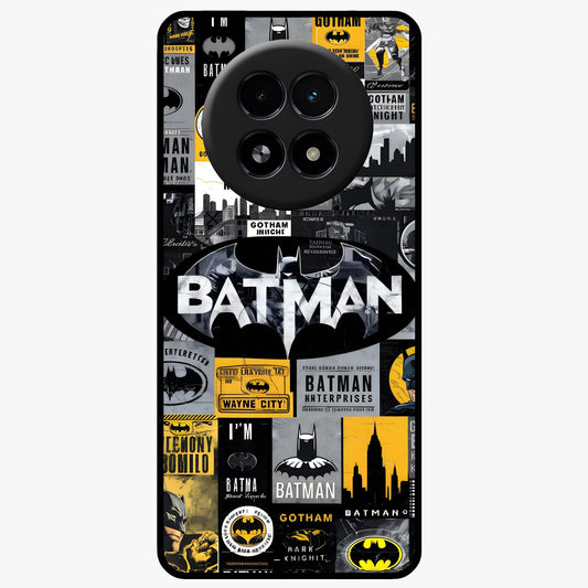 Knight Gotham Rise Glass Case showing flat back view with dark hero inspired artwork and glossy glass finish.