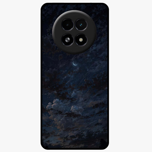 Lunar Veil Silence Glass Case showing flat back view with mystical moon veil artwork and glossy glass finish.