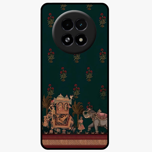 Macmerise Glass Case showing flat back view with stylish modern artwork and glossy glass finish.