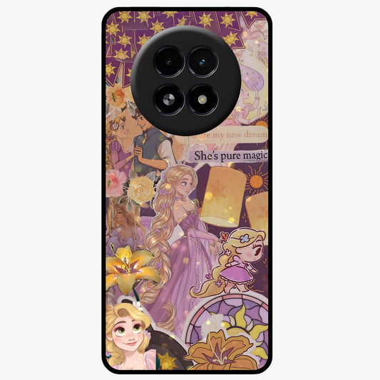 Magical Tangled Dream Glass Case showing flat back view with dreamy tangled artwork and glossy glass finish.