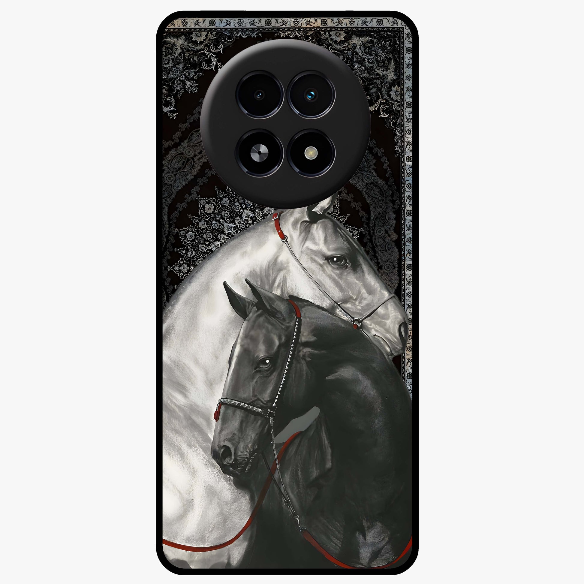 Majestic Ride Legacy Glass Case showing flat back view with powerful automotive inspired artwork and glossy glass finish.
