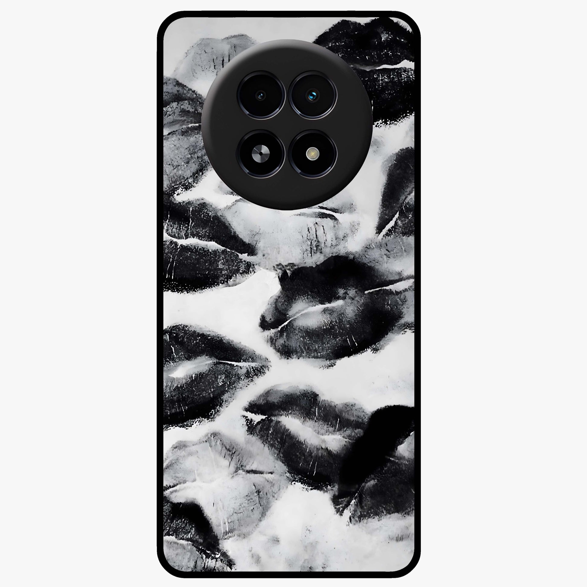Midnight Kiss Marks Glass Case showing flat back view with lipstick kiss mark artwork and glossy glass finish.