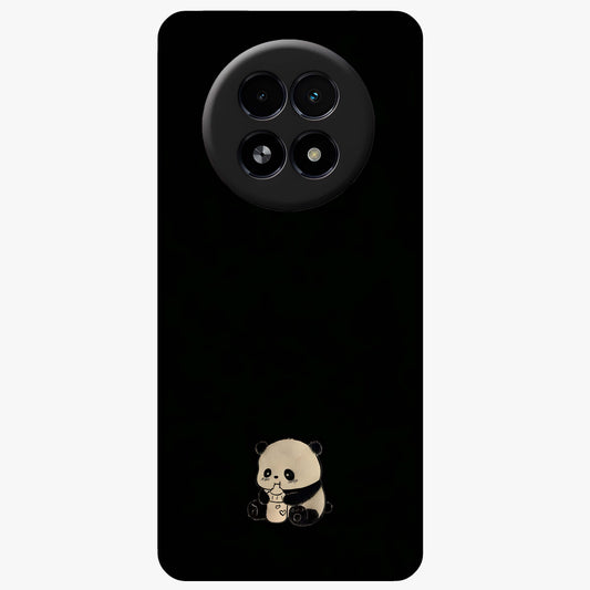 Midnight Panda Love Glass Case showing flat back view with cute panda themed artwork and glossy glass finish.