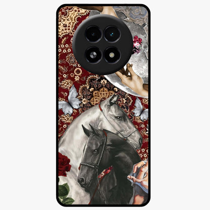 Moonlit Royal Stallion Glass Case showing flat back view with majestic horse under moonlight artwork and glossy glass finish.