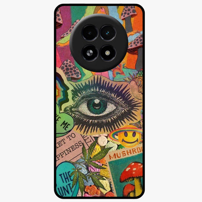 Mystic Eye Wonderland Glass Case showing flat back view with mystical eye themed artwork and glossy glass finish.